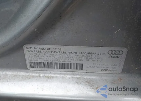 2009 Audi A4 2.0T Premium из США, поврежденный, VIN WAUSF78K49N047406